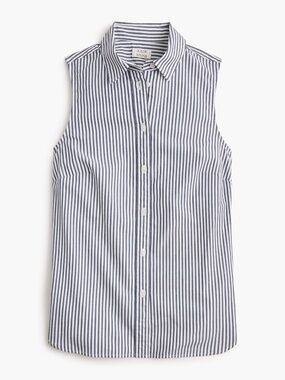 NWT J.Crew Factory Sleeveless cotton-blend poplin shirt in signature fit